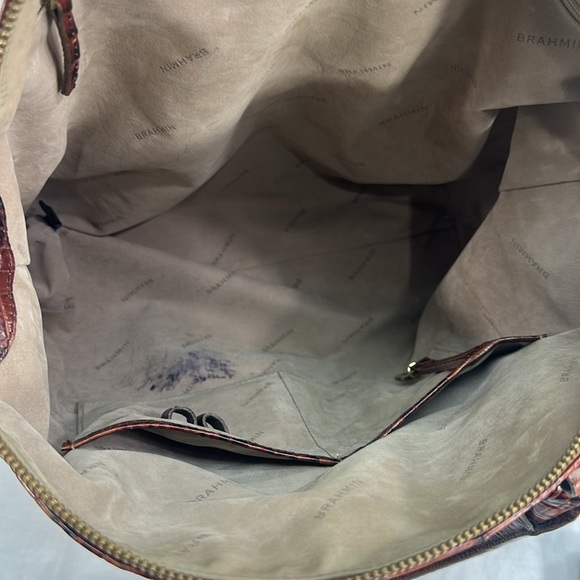 SOLD!! Lg Duxbury Dome Croc Embossed Leather Satchel Shoulder Bag W/Strap/Cover - Picture 4 of 16